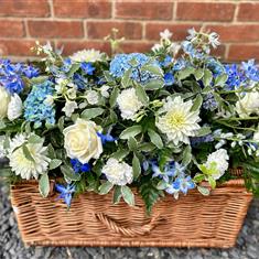 Blue and White Casket Spray 